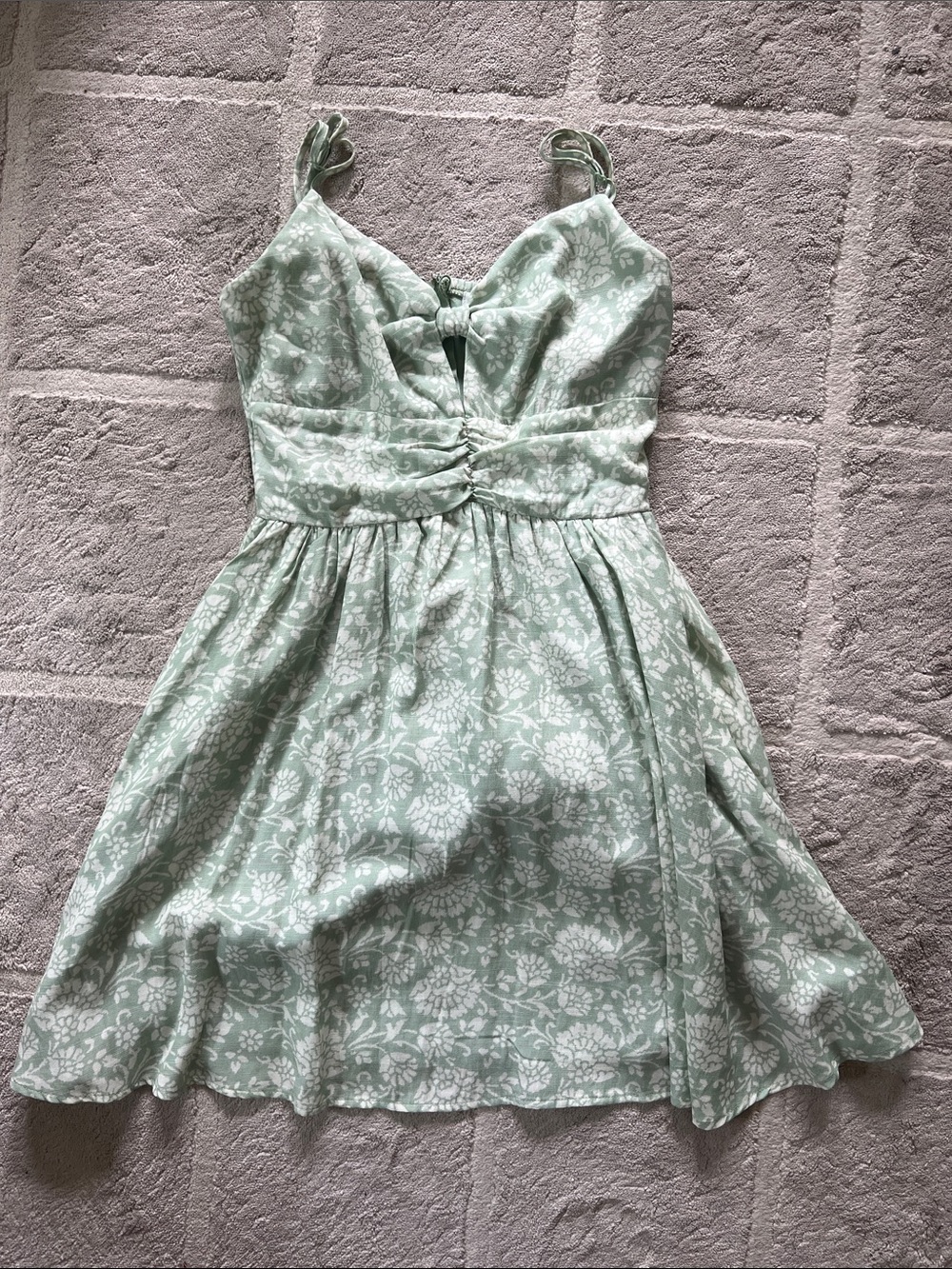 Altar'd State Mint Green Floral Tie-Front Top